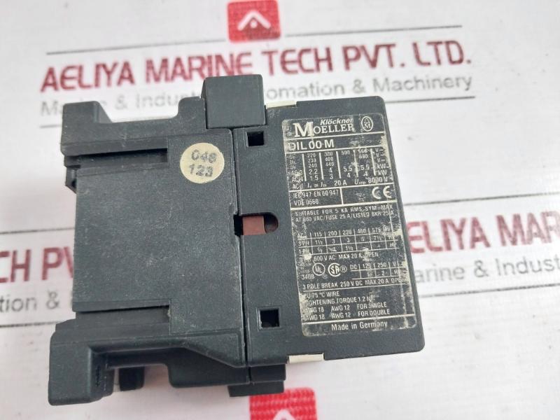 Klockner Moeller Dil00M Contactor 24V 50/60Hz Vde 0660