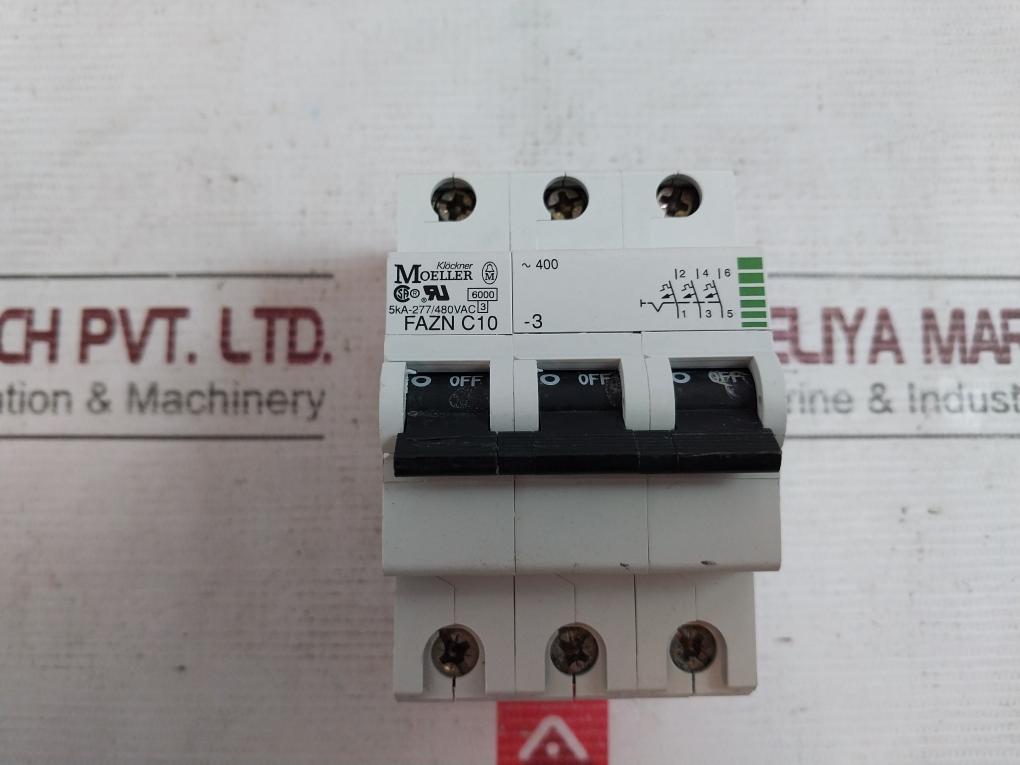 Klockner Moeller Fazn C10-3 Miniature Circuit Breaker 5Ka-277/480Vac 1298D0900