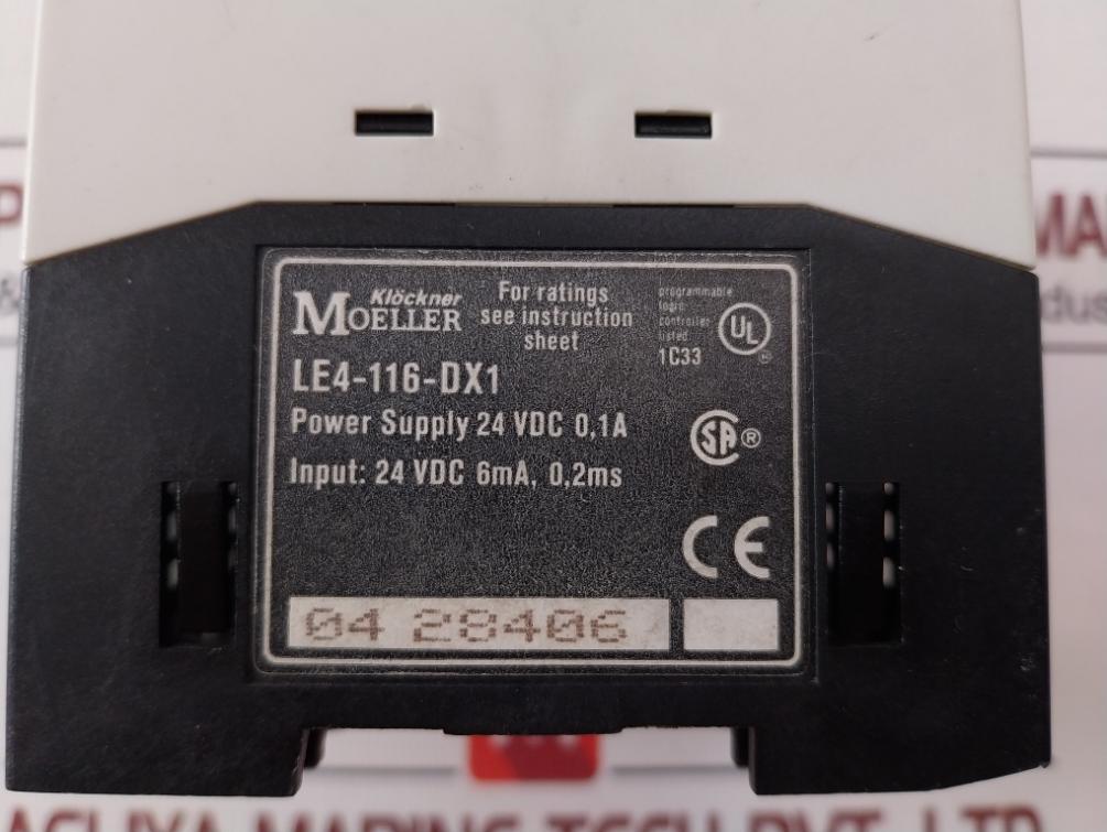 Klockner Moeller Le4-116-dx1 Plc Digital Expansion Input Module 24Vdc 6Ma 0.2Ms