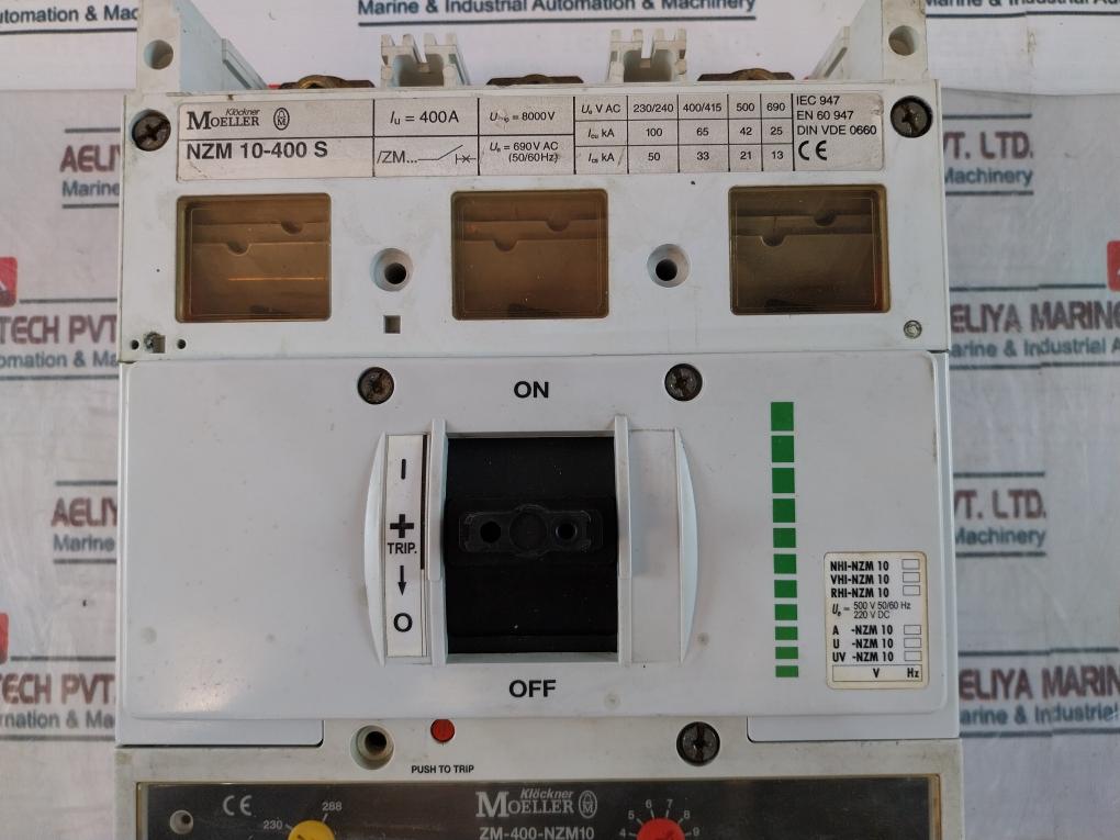 Klockner Moeller Nzm 10-400 S Circuit Breaker Zm-400-nzm10