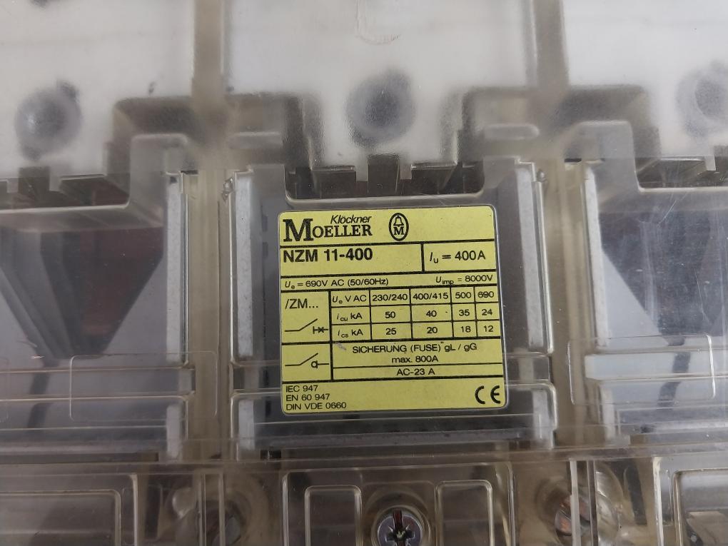 Klockner Moeller Nzm 11-400 Circuit Breaker 690V Ac 400A