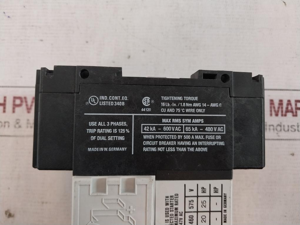 Klockner Moeller PKZ 2 Manual Motor Protector With Base 65KA-480V AC 50/60HZ