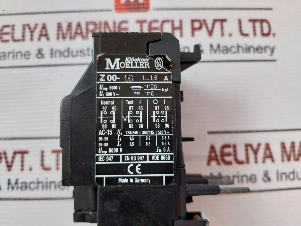 Klockner Moeller Z00-1,6 Motor Overload Relay 250A 690V