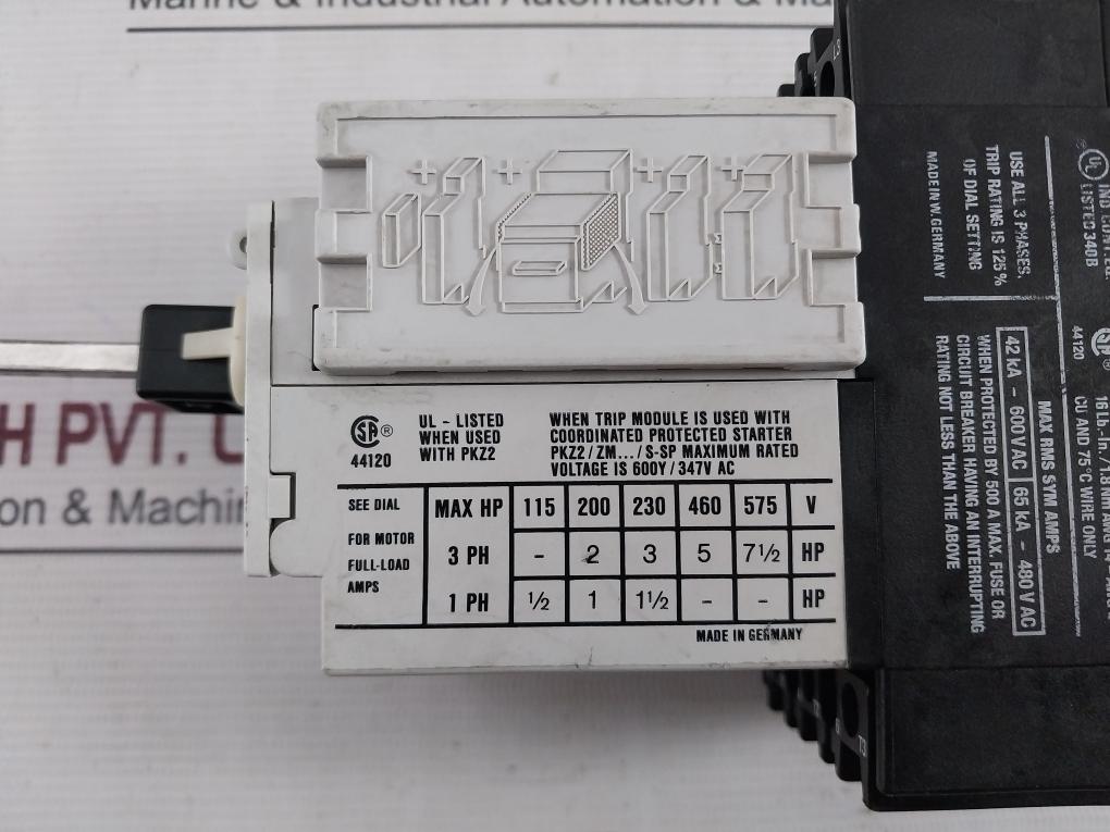 Klockner Moeller Zm-10-pkz 2 Manual Motor Protector 690V 0.6–40A 50/60 Hz