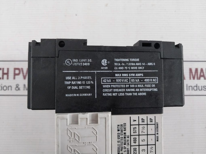 Klockner Moeller Zm-10-pkz 2 Manual Motor Protector 690V 0.6–40A 50/60 Hz