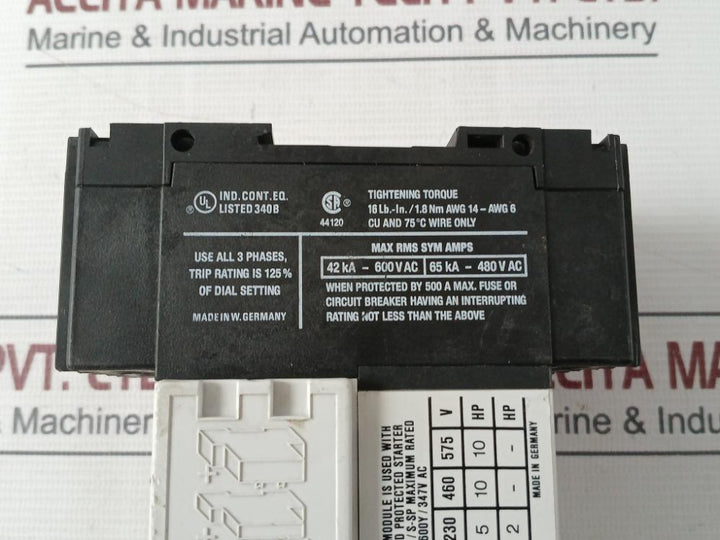 Klockner Moeller Zm-16-pkz 2 Manual Motor Protector