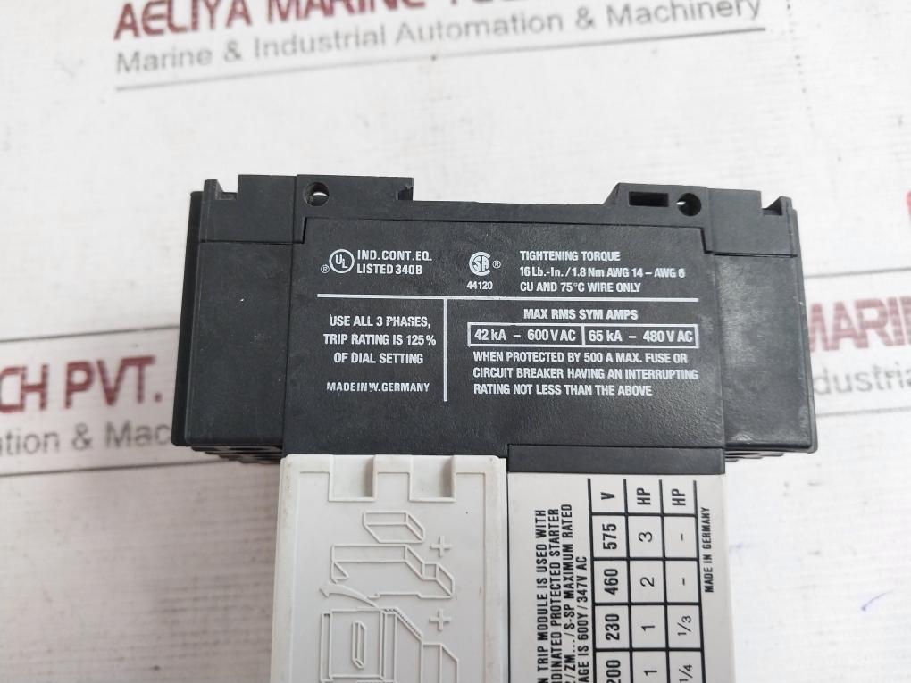 Klockner Moeller Zm-4-pkz2 Manual Motor Protector 690V 0.6-40A 50/60Hz