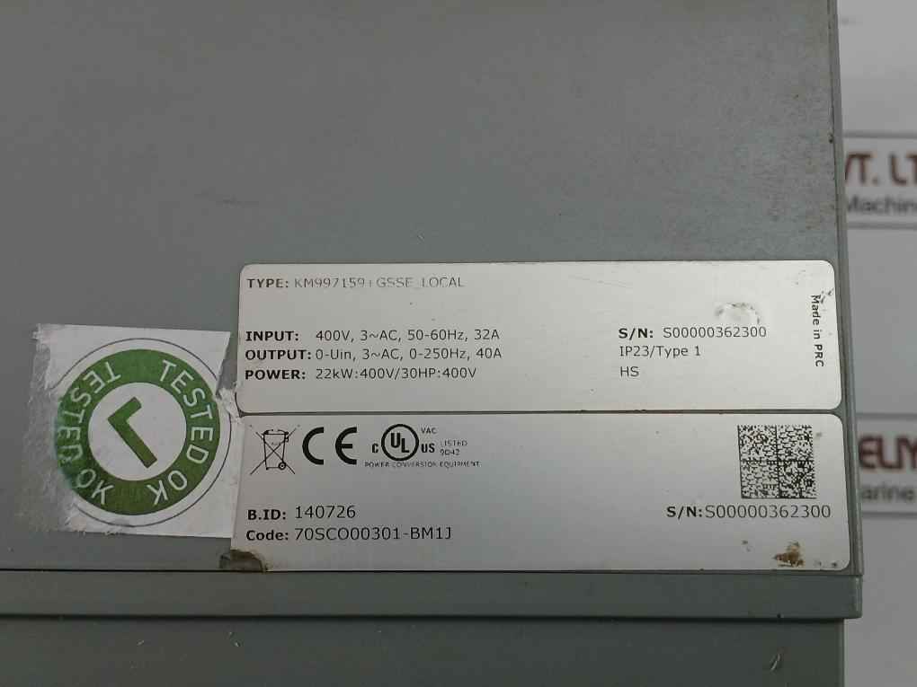 Km997159+Gsse_Local Kone Inverter Drive Output 0-250Hz 40A Unit: 385