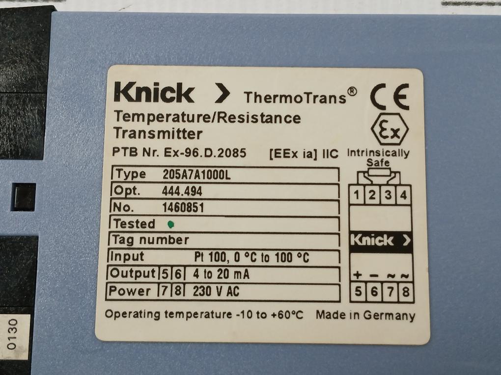Temperature Resistance Transmitter 205A7A1000L Knick 4-20Ma