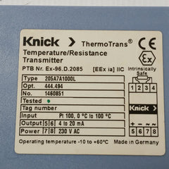 Temperature Resistance Transmitter 205A7A1000L Knick 4-20Ma