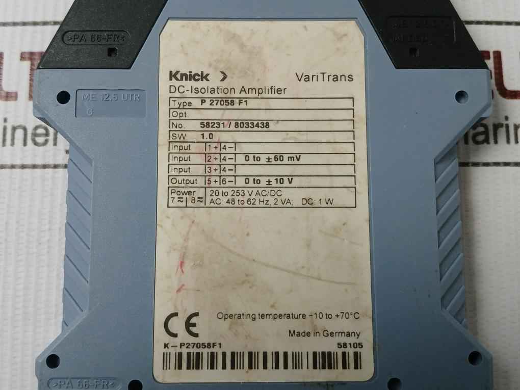 Knick P 27058 F1 Dc-isolation Amplifier 20 To 253 V Ac/Dc