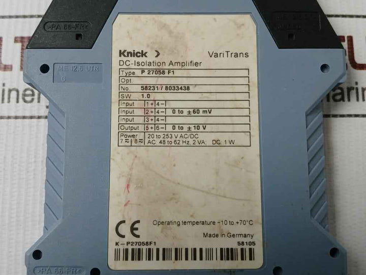 Knick P 27058 F1 Dc-isolation Amplifier 20 To 253 V Ac/Dc