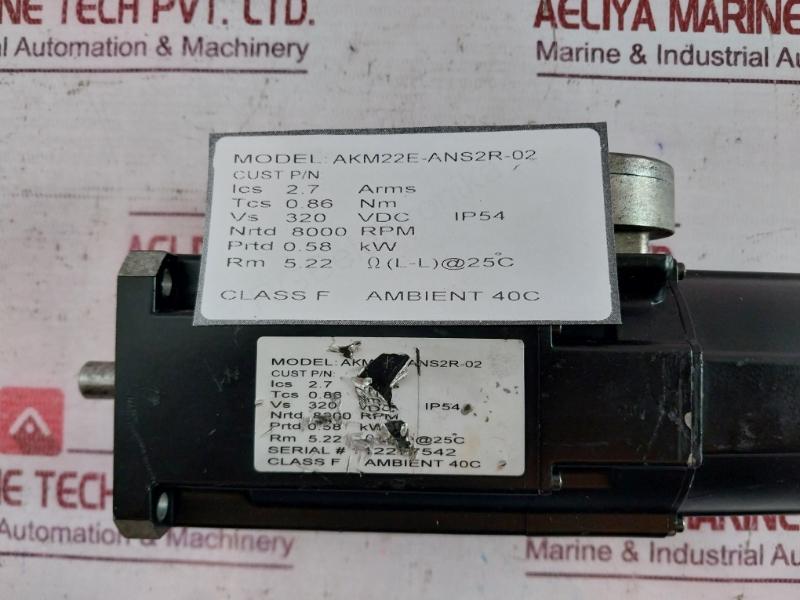 Kollmorgen Akm22E-ans2R-02 Servomotor Ip54 320 Vdc 8000 Rpm 0.58 Kw 40 C