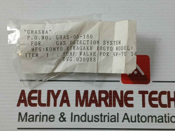 Komyo Rikagaku Kogyo 930988 Pump Valve For Gas Detection System For Vp-7E 14X23