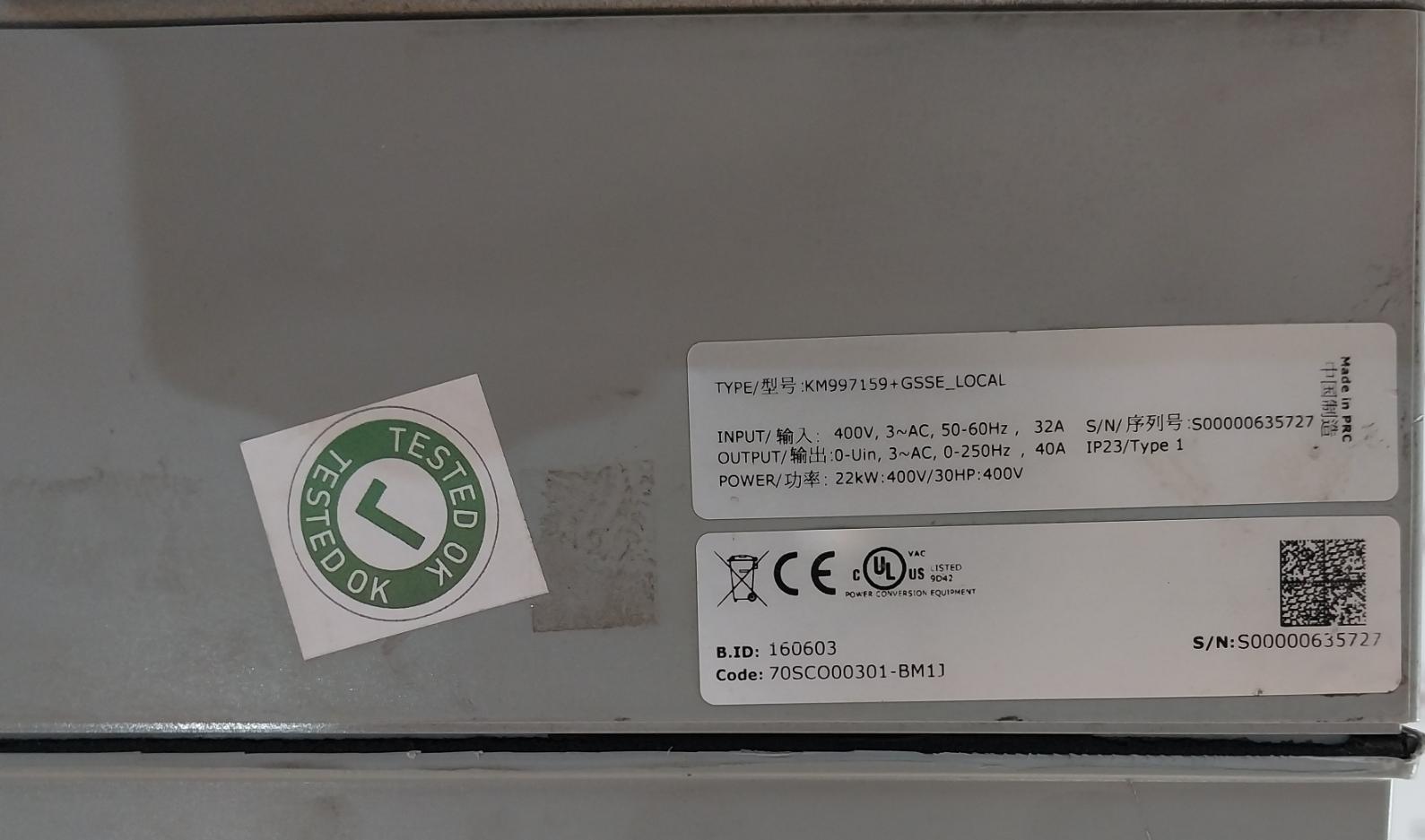 Kone Inverter Ac Drive 22Kw 400V/30Hp Km997159+Gsse_Local