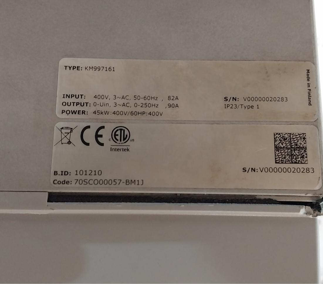 Kone Inverter Ac Drive Input 400V 50-60Hz 82A Km997161