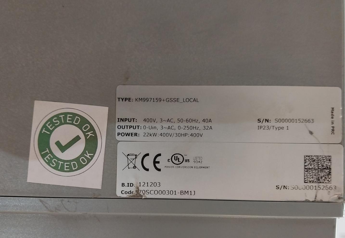 Kone Inverter Ac Drive Input 400V 50-60Hz Km997159+Gsse_Local 40A