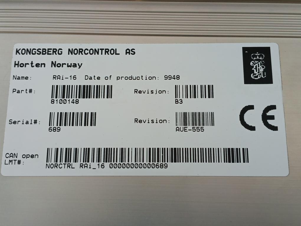 Kongsberg Remote Analog Input Module Rai-16