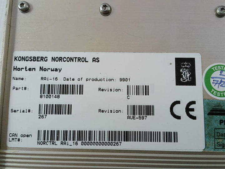 Kongsberg 8100148 Revision.C Remote Analogue Input Module Rai-16