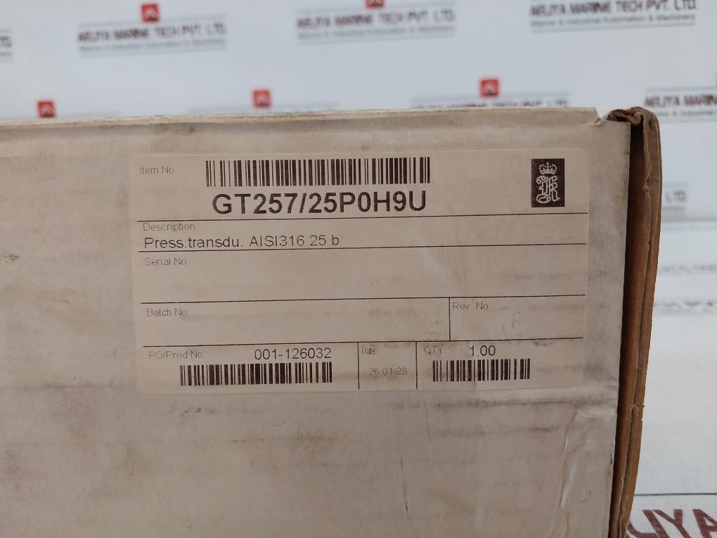 Kongsberg Gt257/25P0H9U Pressure Transmitter 25Bar 97D017X Aisi316
