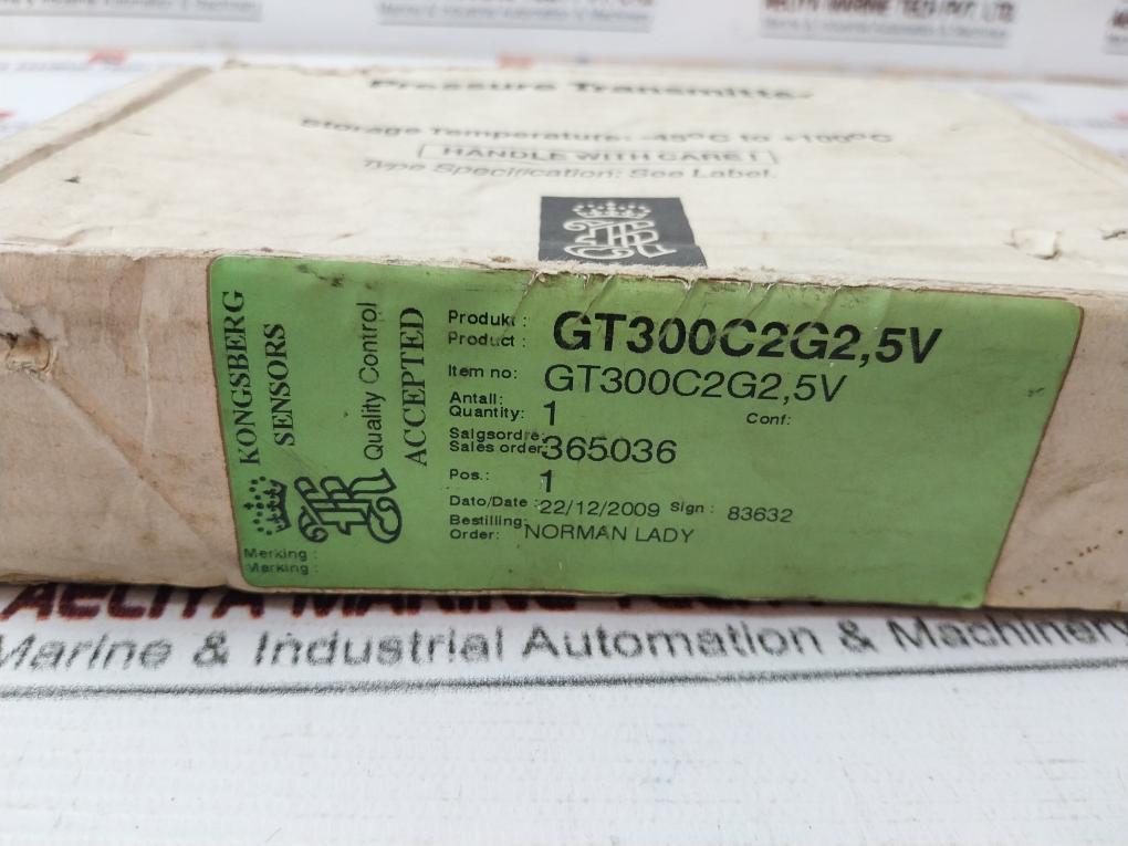 Kongsberg Gt300C2G2.5V Pressure Transmitter