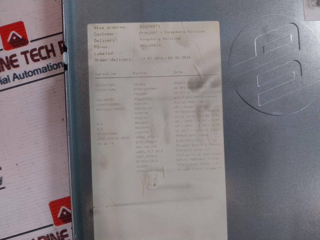 Kongsberg Mp 5810 Hp Rp5 Retail System Tpc-f056-sf 50-60 Hz 4A 100-240V~