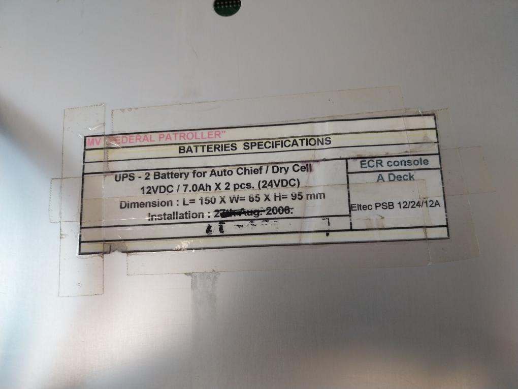 Kongsberg Norcontrol Eltek Psb 24/12/13Ah Uninterupt Power Supply 3800081