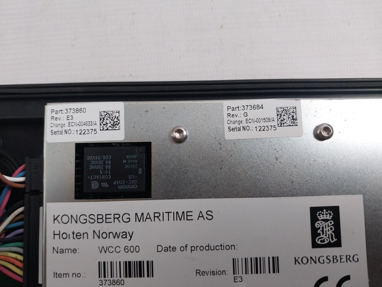 Kongsberg Wcc 600 Watch Call Panel Item 94V-0 373860 Rev G