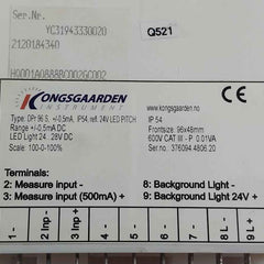 Kongsgaarden Dpr96S Analog Panel Meter 100% 0.5Ma Dc 24V Ip54