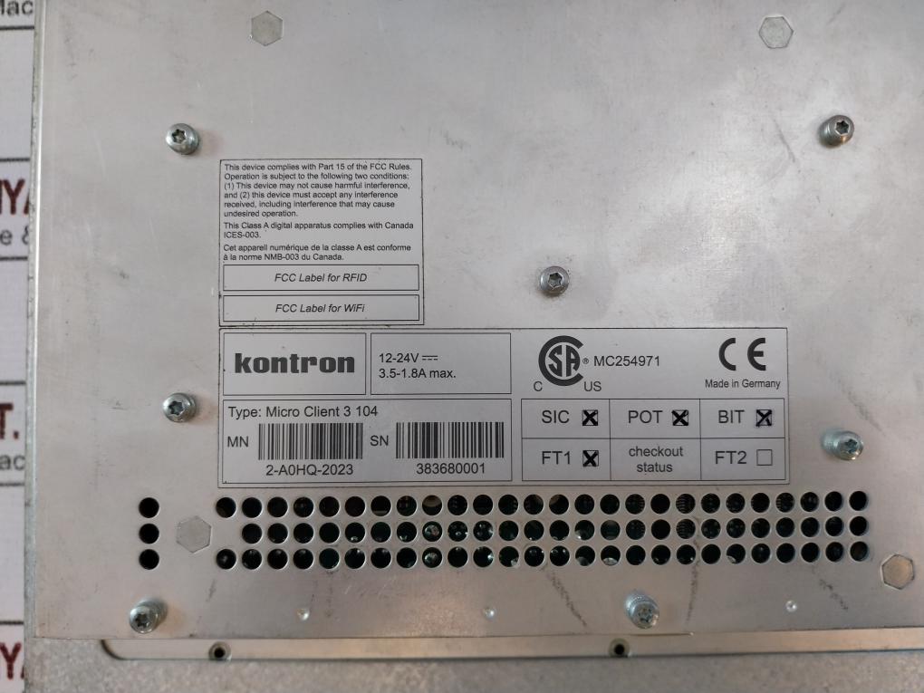 Kontron Micro Client 3 104 Display 12-24v 3.5-1.8a Max