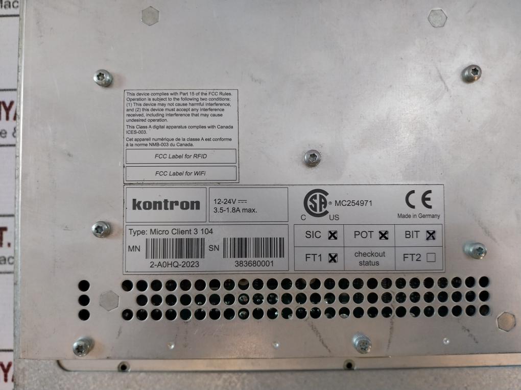 Kontron Micro Client 3 104 Display 12-24V 3.5-1.8A Max