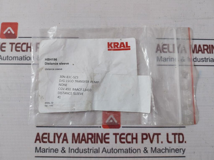 Kral Hbh196 Distance Sleeve For D/G Lsgo Transfer Pump 30N-83C-5Z3 Cgv-450 41