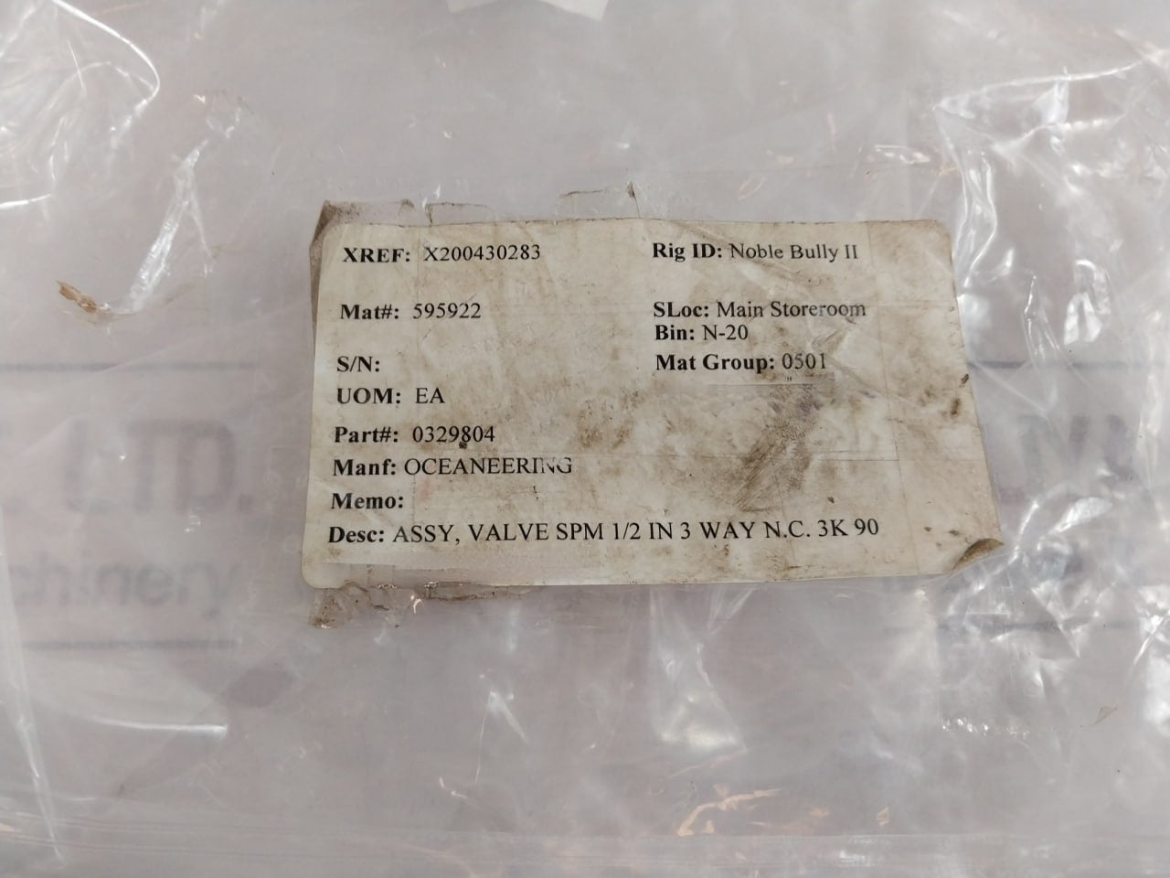 Oceaneering 0329804 Valve Spm 1/2 In 3 Way N.C. 3K 90