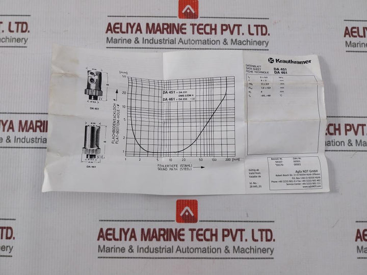 Krautkramer Da451 Ultrasonic Transducer Probe 4Mm -20 To +60°C