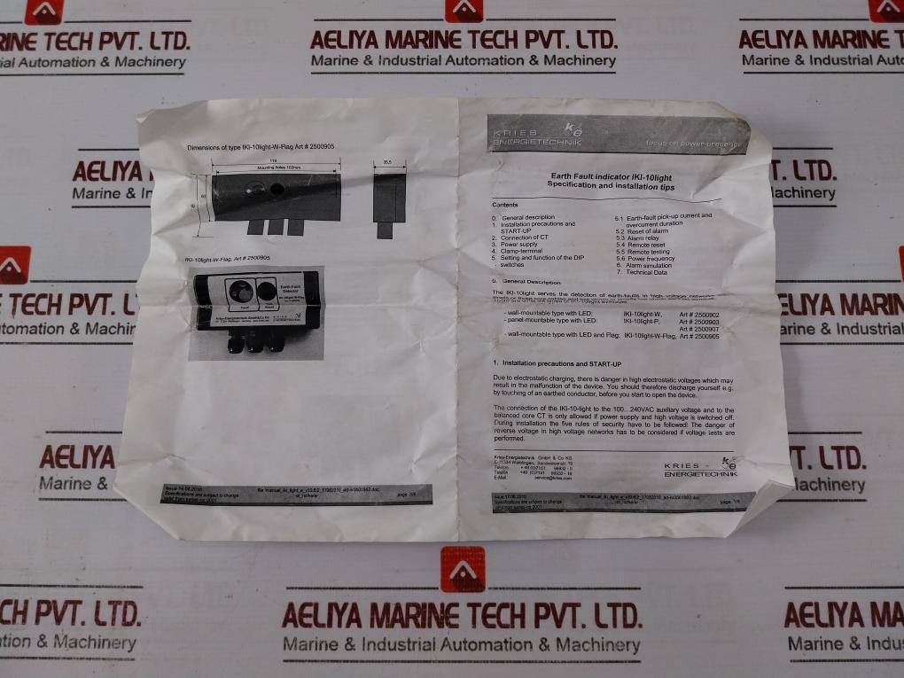 Kries-energietechnik 2500902 Earth Fault Detector Iki-10Light 100-240Vac