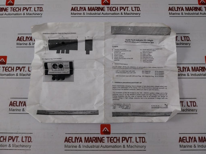 Kries-energietechnik 2500902 Earth Fault Detector Iki-10Light 100-240Vac