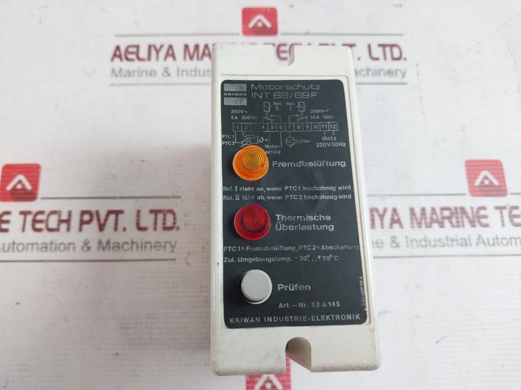 Kriwan Int 69/69F Motor Protection Relay 10A 1500Va 220V 50Hz