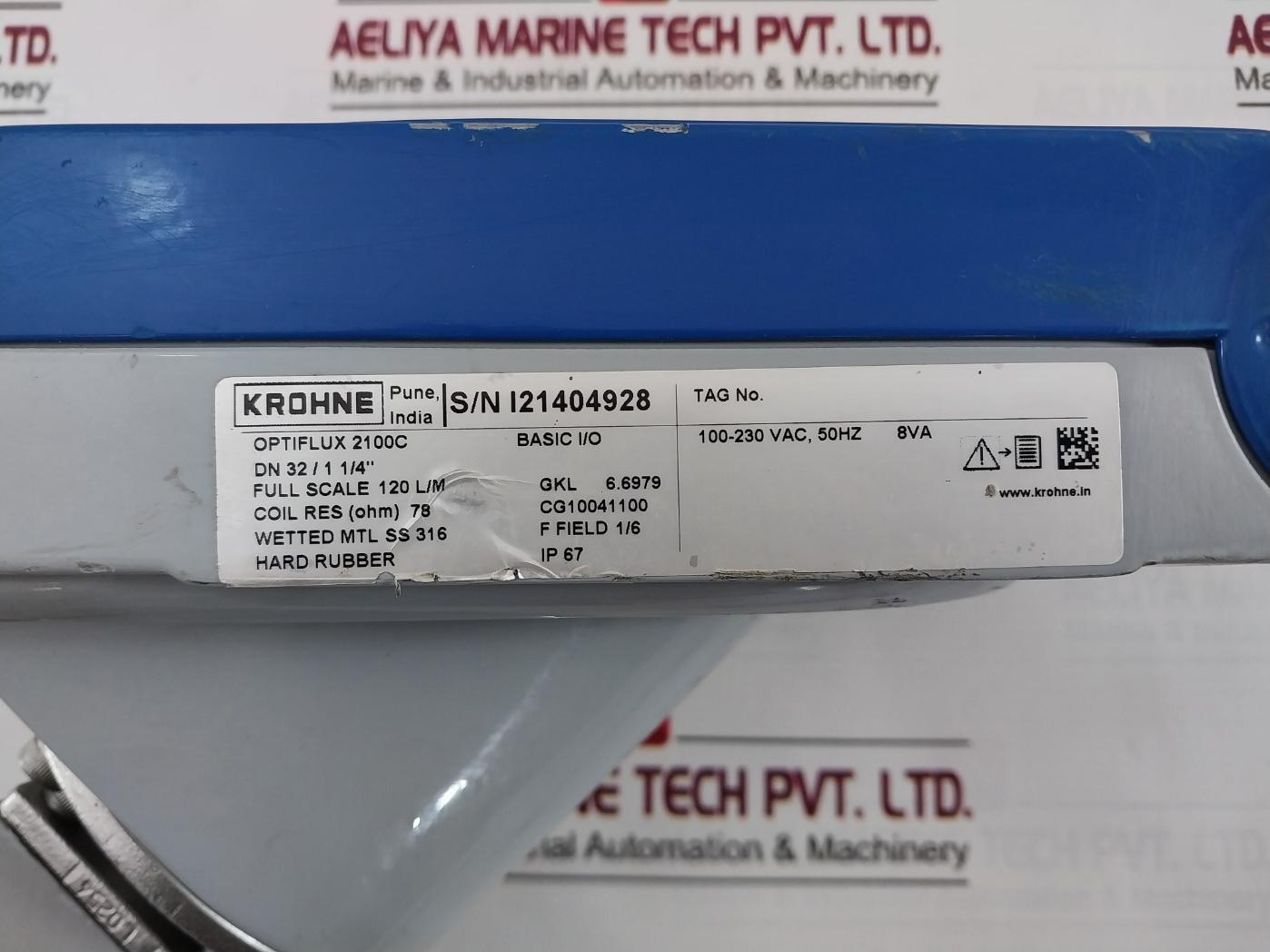 Krohne Optiflux 2100C Basic I/O Electromagnetic Flowmeter 78 Ohm Ip67 100-230Vac