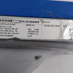 Krohne Optiflux 2100C Basic I/O Electromagnetic Flowmeter 78Ohm Ip67 100-230Vac