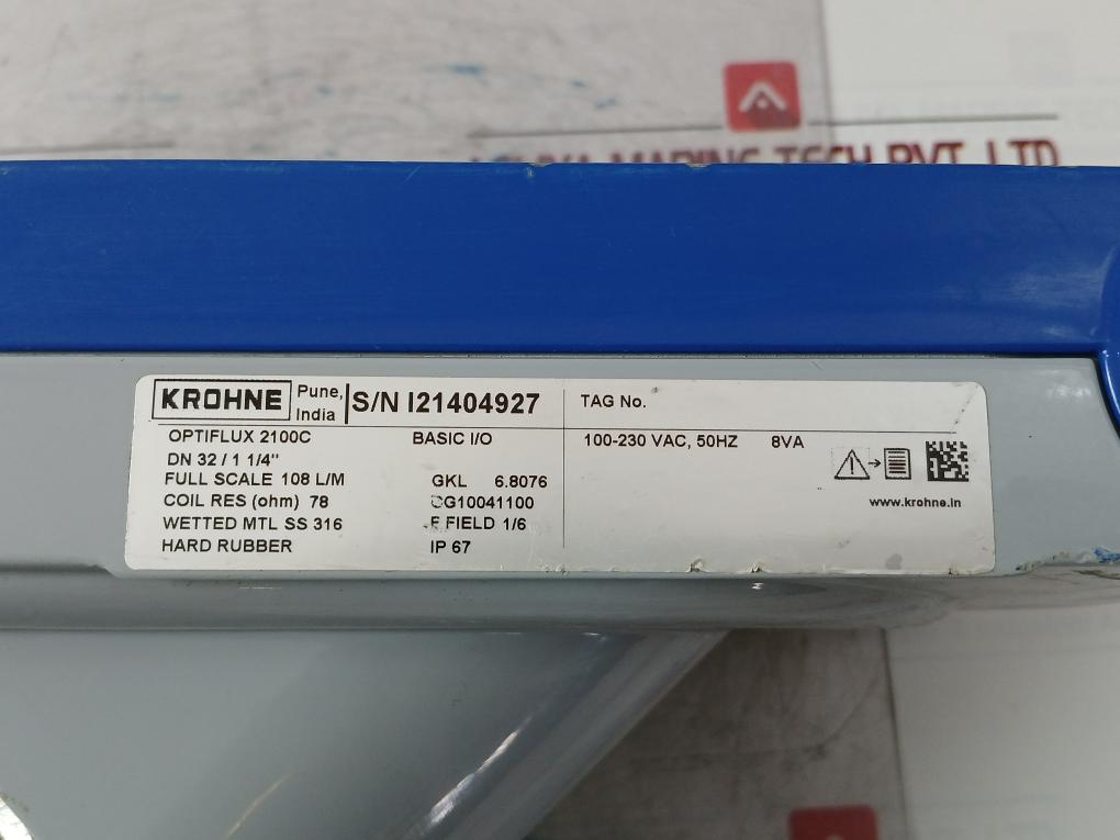 Krohne Optiflux 2100C Basic I/O Electromagnetic Flowmeter Ip67 100-230 Vac 50Hz
