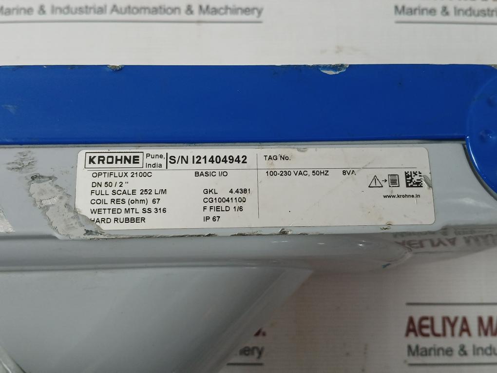Krohne Optiflux 2100C Electromagnetic Flowmeter 100-230 Vac 50Hz 8Va 2Nb 150Lbs