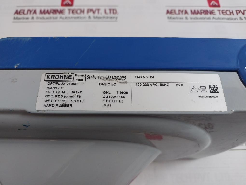 Krohne Optiflux 2100C Electromagnetic Flowmeter 100-230Vac 50Hz 8Va 78Ohm Ip67