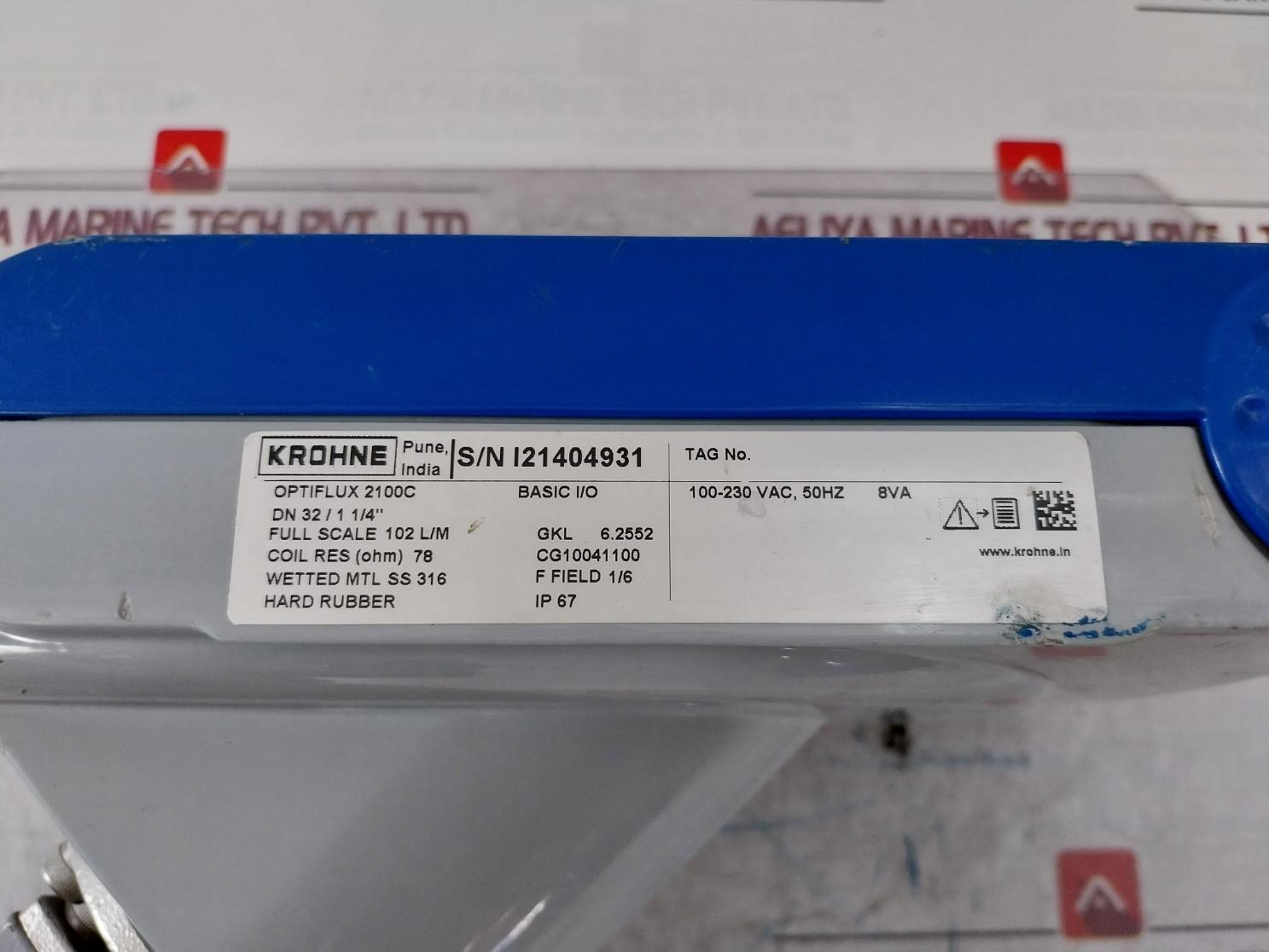 Krohne Optiflux 2100C Electromagnetic Flowmeter 78 Ohm 100-230Vac 50Hz 8Va Ip67