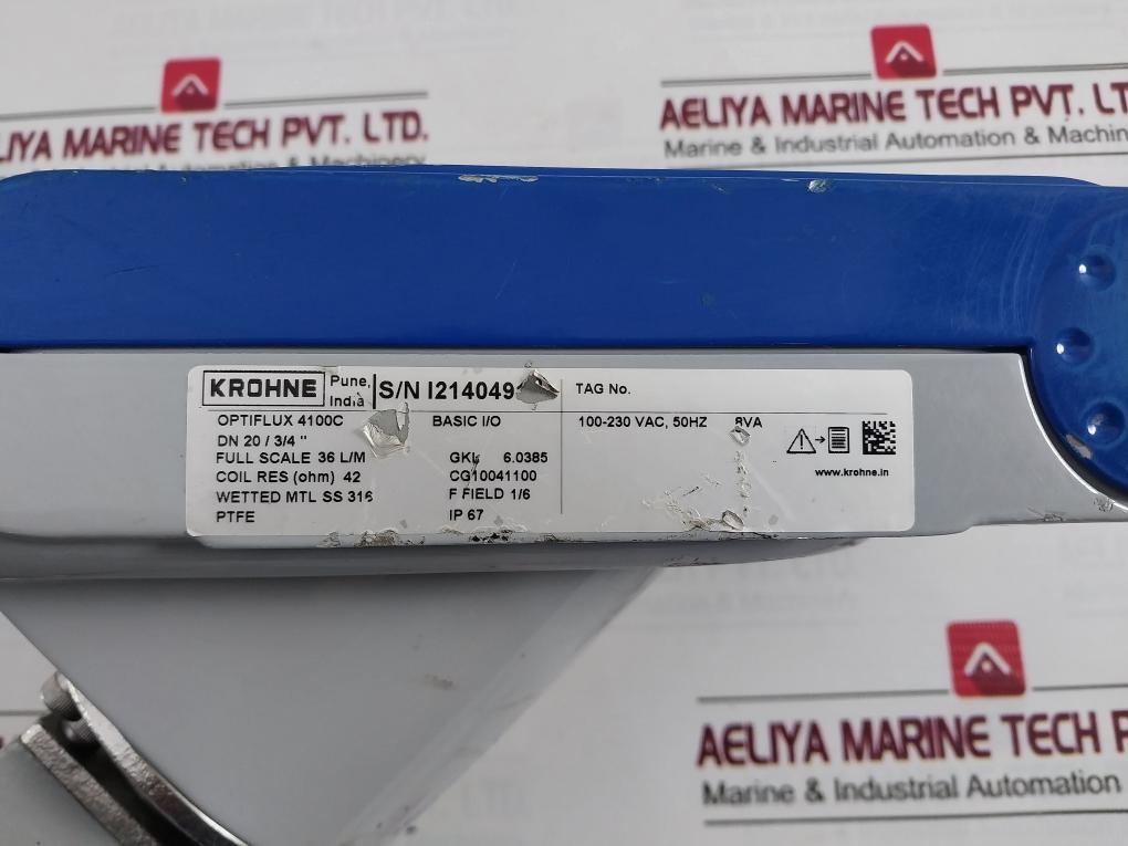 Krohne Optiflux 4100C Basic I/O Electromagnetic Flowmeter 42 Ohm Ip67 100-230Vac