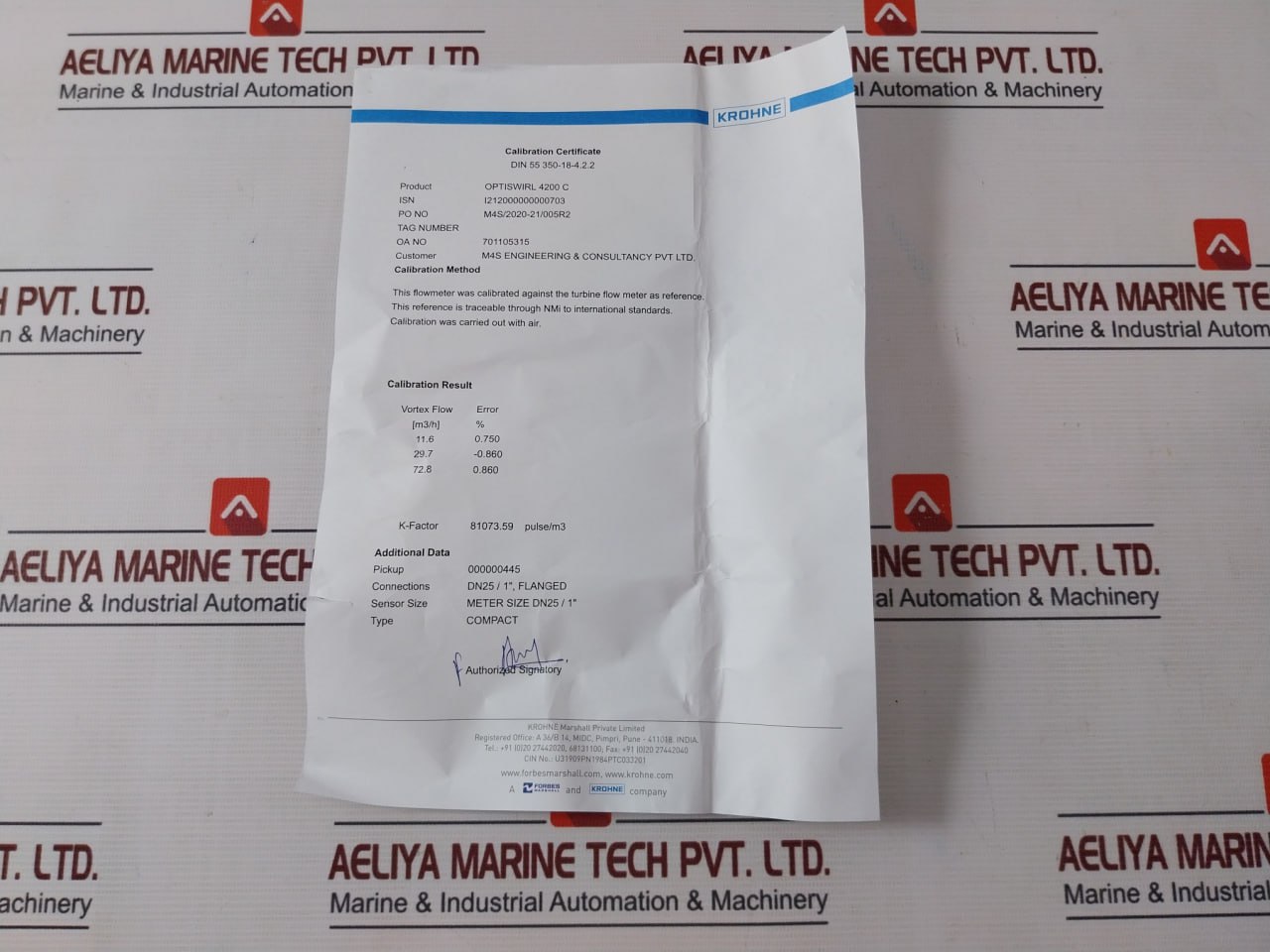 Krohne Optiswirl 4200 C Flowmeter W/ Integrated Temperature Sensor 12-32 Vdc