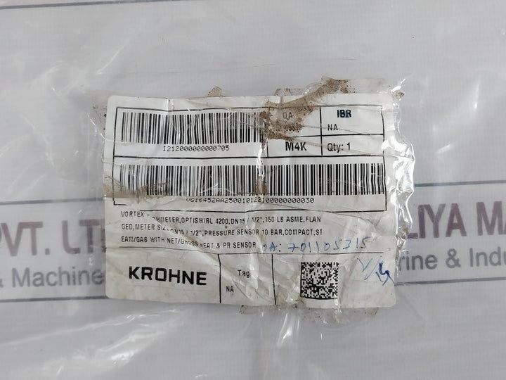 Krohne Optiswirl 4200 C Vortex Flow Meter 12-32vdc 4-20ma 16bar
