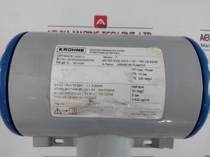 Krohne Optiswirl 4200 C Vortex Flow Meter 12-32vdc 4-20ma 16bar