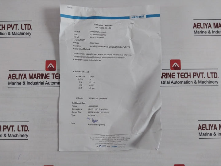Krohne Optiswirl 4200 C Vortex Flow Meter 12-32vdc 4-20ma 16bar