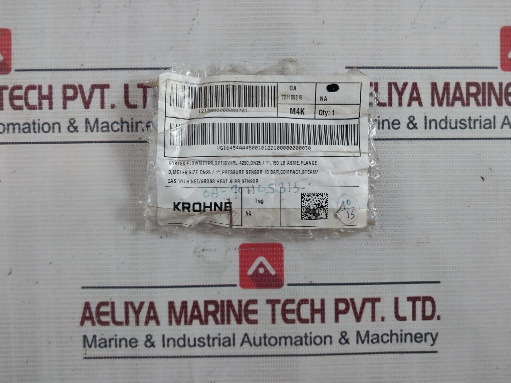 Krohne Optiswirl 4200 C Vortex Flowmeter 10 Bar 6.28 Kg/M3