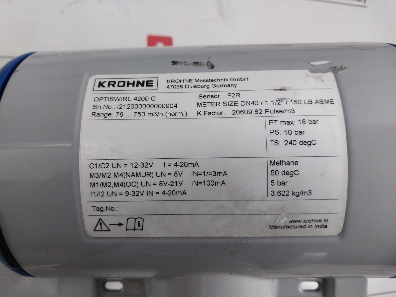Krohne Optiswirl 4200 C Vortex Flowmeter W/ Integrated Temperature Sensor 12-32V